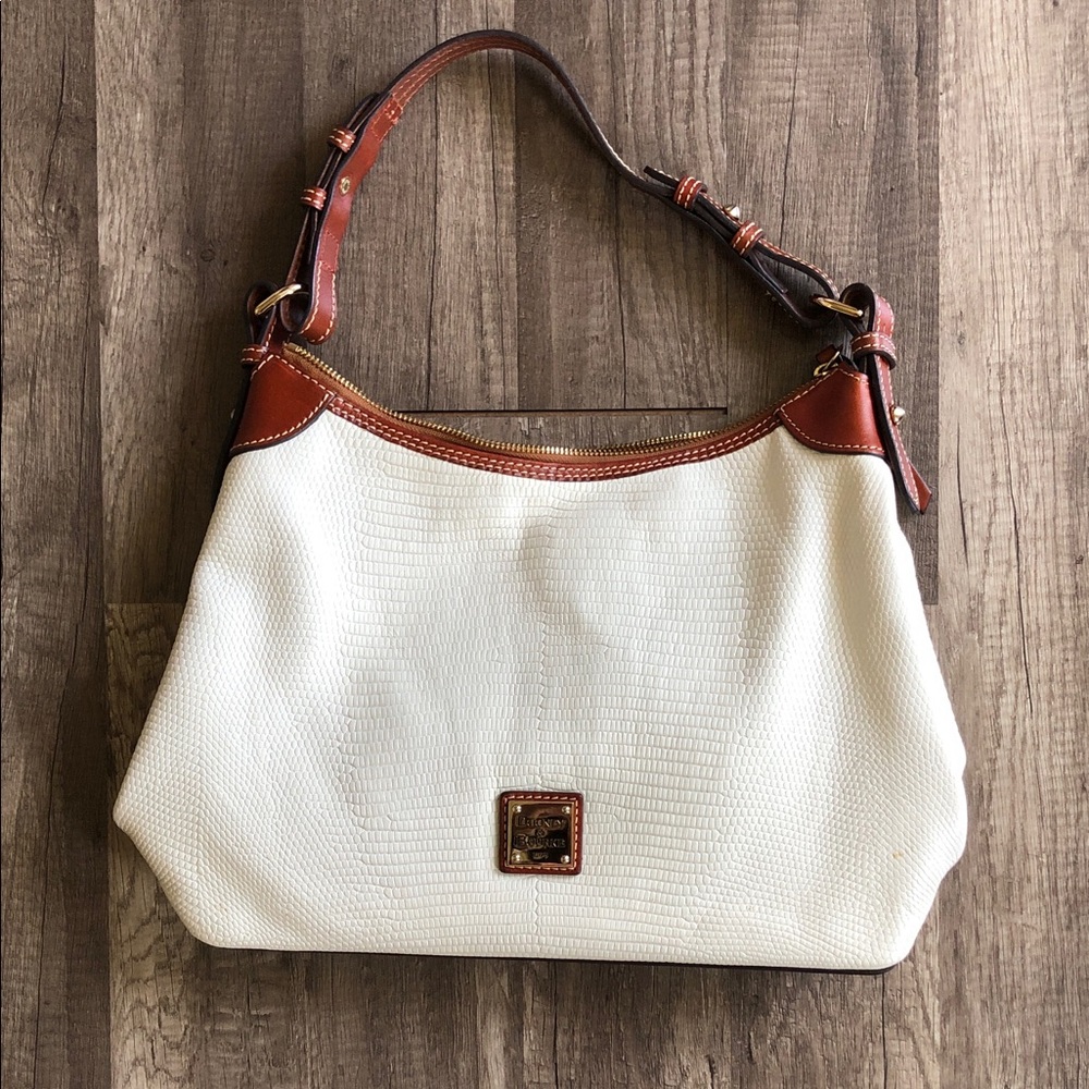 Dooney & Bourke Peddle Grain Hobo White and Brown Shoulder Bag